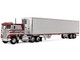 Kenworth K100 COE Flat Top and 53 Utility Trailer with Reefer Red s Favorites Jim Skrinar Red with White Stripes 1/64 Diecast Model DCP/First Gear 69-2253