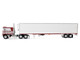 Kenworth K100 COE Flat Top and 53 Utility Trailer with Reefer Red s Favorites Jim Skrinar Red with White Stripes 1/64 Diecast Model DCP/First Gear 69-2253