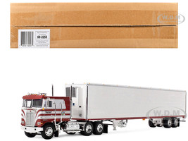Kenworth K100 COE Flat Top and 53 Utility Trailer with Reefer Red s Favorites Jim Skrinar Red with White Stripes 1/64 Diecast Model DCP/First Gear 69-2253