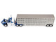 Kenworth W900A with 36 Sleeper and 45 Wilson Vintage Livestock Trailer Mariner Blue and White with Silver Trailer 1/64 Diecast Model DCP/First Gear 60-2136