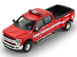 2018 Ford F 350 Pickup Truck Los Angeles Fire Department Red with White Stripes Fire & Rescue Series #5 1/64 Diecast Model Car Greenlight 67070F
