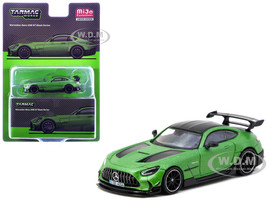 Mercedes Benz AMG GT Black Series Green Metallic with Black Top and Hood Stripes Global64 Series 1/64 Diecast Model Tarmac Works T64G-042-GR