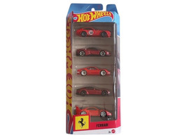 Ferrari 5 piece Set Hot Wheels Diecast Model Cars Hot Wheels JLN12