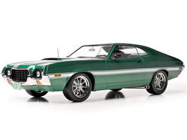 1972 Ford Gran Torino Sport 2 Door Green Metallic with White Stripes 1/18 Diecast Model Car IXO Models 18CMC26422