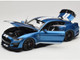 2022 Ford Mustang Shelby GT500 Blue Metallic with White Stripes 1/18 Diecast Model Car IXO Models 18RDC244-FO
