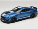 2022 Ford Mustang Shelby GT500 Blue Metallic with White Stripes 1/18 Diecast Model Car IXO Models 18RDC244-FO