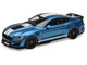 2022 Ford Mustang Shelby GT500 Blue Metallic with White Stripes 1/18 Diecast Model Car IXO Models 18RDC244-FO