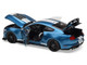 2022 Ford Mustang Shelby GT500 Blue Metallic with White Stripes 1/18 Diecast Model Car IXO Models 18RDC244-FO