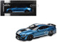 2022 Ford Mustang Shelby GT500 Blue Metallic with White Stripes 1/18 Diecast Model Car IXO Models 18RDC244-FO