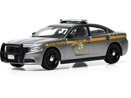 2023 Dodge Charger Pursuit New York State Police Gray Metallic with Yellow Stripes 1/64 Diecast Model IXO Models IA64025