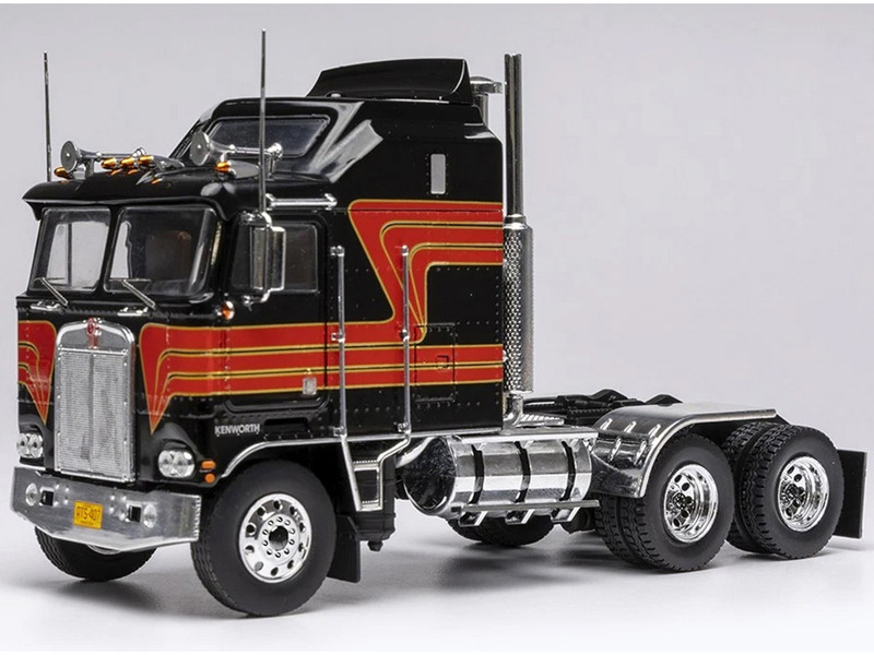 1976 Kenworth K100 Aerodyne Truck Tractor Black with Red Stripes 1/43 Diecast Model IXO Models TR22922