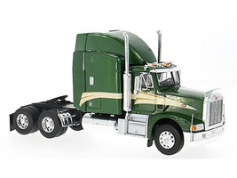 1998 Peterbilt 377 A E Truck Tractor Green Metallic with Beige Stripes 1/43 Diecast Model IXO Models TR23222