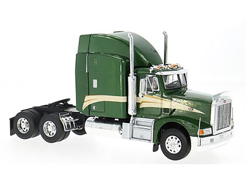 1998 Peterbilt 377 A E Truck Tractor Green Metallic with Beige Stripes 1/43 Diecast Model IXO Models TR23222