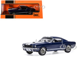 1965 Shelby GT350 Dark Blue Metallic with White Stripes 1/43 Diecast Model IXO Models CLC613N22