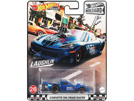 Chevrolet Corvette Z06 Drag Racer Speed Society Blue Metallic with Graphics Boulevard Series Diecast Model Car Hot Wheels GRL96