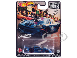 Chevrolet Corvette Z06 Drag Racer Speed Society Blue Metallic with Graphics Boulevard Series Diecast Model Car Hot Wheels GRL96