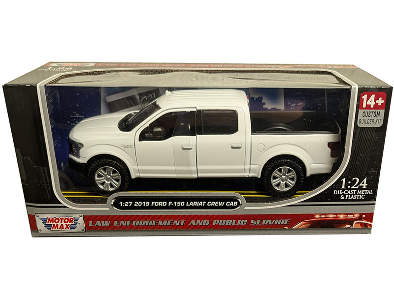 2019 Ford F 150 Lariat Crew Cab Pickup Truck Unmarked Plain White Custom Builder s Kit Law Enforcement and Public Service Series 1/27 Diecast Model Car Motormax 76981W-BB