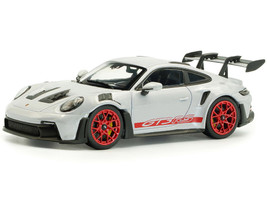 2023 Porsche 911 992 GT3 RS Ice Gray Metallic with Pyro Red Stripes 1/43 Diecast Model Car Solido S4314802