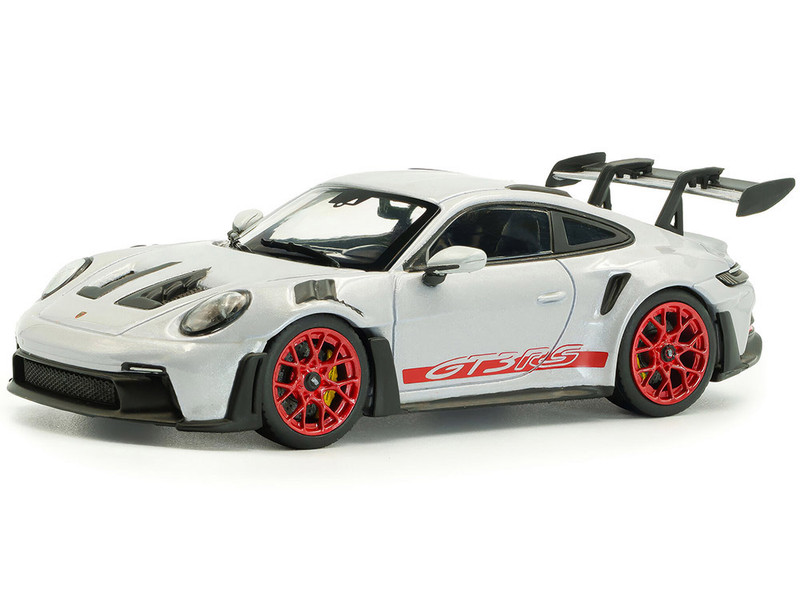 2023 Porsche 911 992 GT3 RS Ice Gray Metallic with Pyro Red Stripes 1/43 Diecast Model Car Solido S4314802