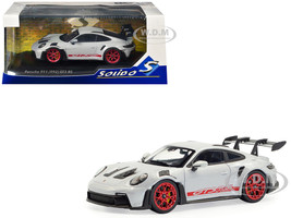 2023 Porsche 911 992 GT3 RS Ice Gray Metallic with Pyro Red Stripes 1/43 Diecast Model Car Solido S4314802