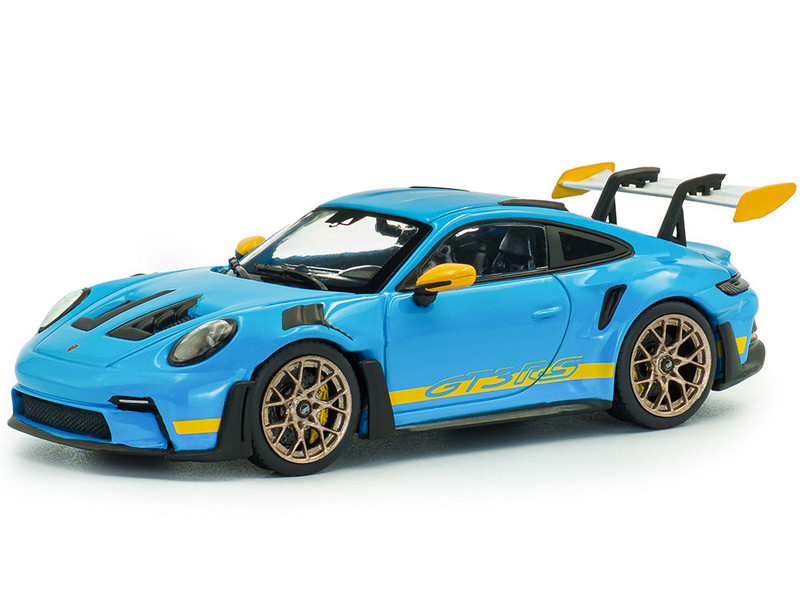 2023 Porsche 911 992 GT3 RS Tribute to 24 Hours of Daytona 2003 Riviera Blue with Yellow Stripes 1/43 Diecast Model Car Solido S4314803