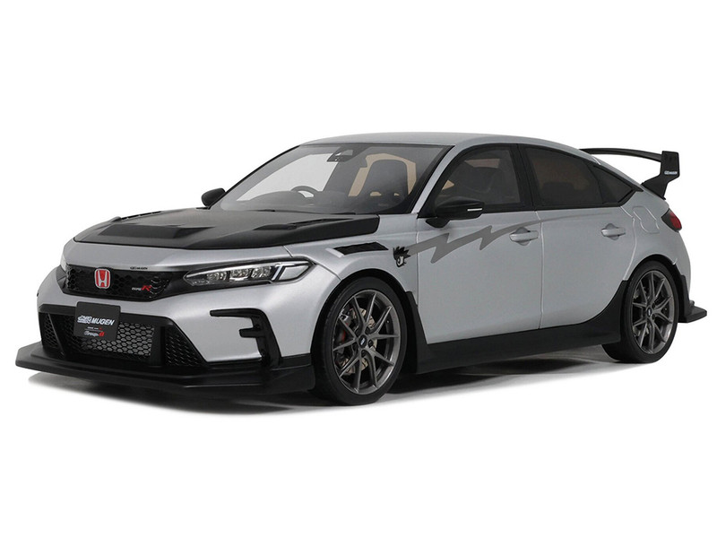2024 Honda Civic Type R Mugen Group B RHD Right Hand Drive Matt Silver Metallic with Black Hood Limited Edition to 999 pieces Worldwide 1/18 Model Car Otto Mobile OT1133
