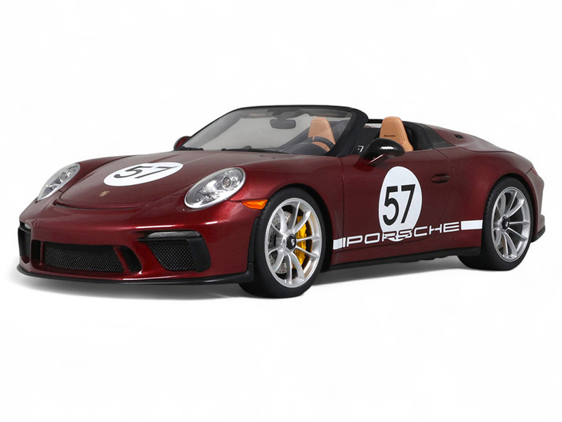 2019 Porsche 911 991 2 Speedster #57 Heritage Edition Cherry Red Metallic 1/18 Model Car GT Spirit GT929
