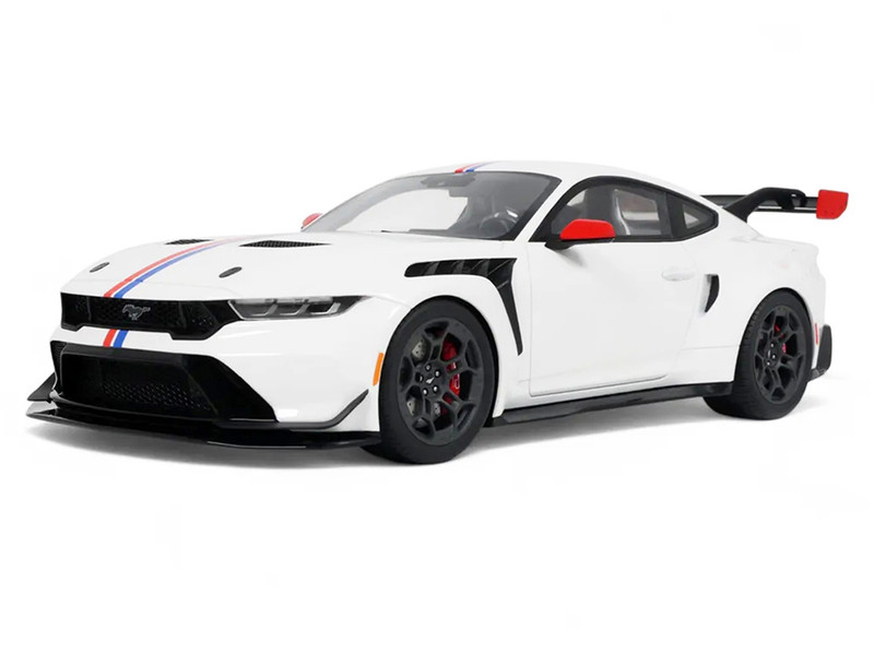 2025 Ford Mustang GTD Spirit of America Performance White with Blue and Red Stripes 1/18 Model Car GT Spirit GT956