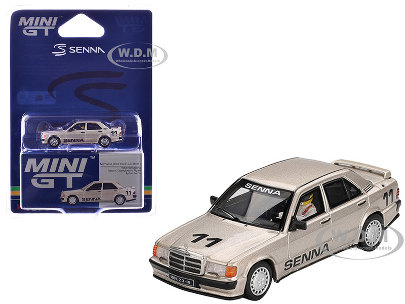 Mercedes-Benz 190E 2 3 16 #11 Ayrton Senna Winner Nurburgring Race of Champions 1984 with Driver Figure Limited Edition 1/64 Diecast Model Car Mini GT MGT01076