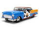 1955 Chevrolet Bel Air Blue with Graphics and Woody Diecast Figure Toy Story Franchise Hollywood Rides Series 1/24 Diecast Model Car Jada 37430