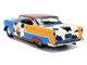 1955 Chevrolet Bel Air Blue with Graphics and Woody Diecast Figure Toy Story Franchise Hollywood Rides Series 1/24 Diecast Model Car Jada 37430