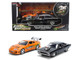 Dom s 1970 Dodge Charger R T Black and Brian s Toyota Supra Orange with Graphics Set of 2 Cars Fast & Furious 25th Anniversary Fast & Furious Series 1/24 Diecast Model Cars Jada 37542