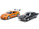 Dom s 1970 Dodge Charger R T Black and Brian s Toyota Supra Orange with Graphics Set of 2 Cars Fast & Furious 25th Anniversary Fast & Furious Series 1/24 Diecast Model Cars Jada 37542