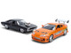 Dom s 1970 Dodge Charger R T Black and Brian s Toyota Supra Orange with Graphics Set of 2 Cars Fast & Furious 25th Anniversary Fast & Furious Series 1/24 Diecast Model Cars Jada 37542