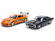 Dom s 1970 Dodge Charger R T Black and Brian s Toyota Supra Orange with Graphics Set of 2 Cars Fast & Furious 25th Anniversary Fast & Furious Series 1/24 Diecast Model Cars Jada 37542
