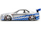 Brian s Nissan Skyline GT R R34 Silver Metallic with Blue Stripes and Suki s Honda S2000 Pink with Graphics Set of 2 Cars Fast & Furious 25th Anniversary Fast & Furious Series 1/24 Diecast Model Cars Jada 37543