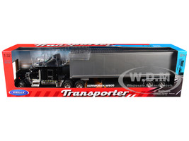 Kenworth W900 Truck Black with Gray Container 1/32 Diecast Model Welly 32663W-BK