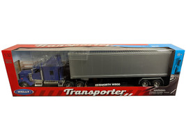 Kenworth W900 Truck Blue with Gray Container 1/32 Diecast Model Welly 32663W-BL