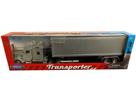Kenworth W900 Truck Silver Metallic with Gray Container 1/32 Diecast Model Welly 32663W-SIL