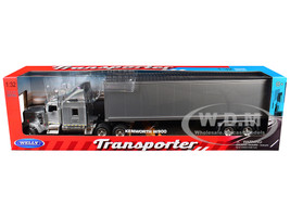 Kenworth W900 Truck Silver Metallic with Gray Container 1/32 Diecast Model Welly 32663W-SIL