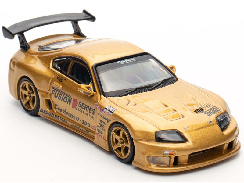 Toyota Supra A80 Top Secret GT300 RHD Right Hand Drive Gold Metallic Tokyo Auto Salon 2025 Event Exclusive 1/64 Diecast Model Car Inno Models IN64-A80TS-TAS25