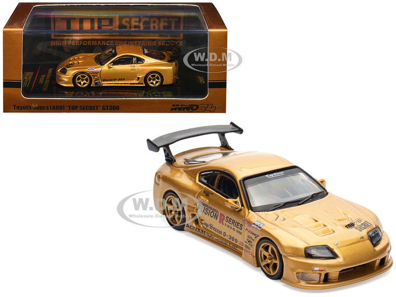 Toyota Supra A80 Top Secret GT300 RHD Right Hand Drive Gold Metallic Tokyo Auto Salon 2025 Event Exclusive 1/64 Diecast Model Car Inno Models IN64-A80TS-TAS25
