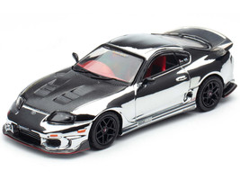 Toyota Supra A80 Top Secret GT300 RHD Right Hand Drive Chrome with Carbon Hood and Red Interior Tokyo Auto Salon 2026 Event Exclusive 1/64 Diecast Model Car Inno Models IN64-A80TS-TAS26