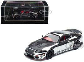 Toyota Supra A80 Top Secret GT300 RHD Right Hand Drive Chrome with Carbon Hood and Red Interior Tokyo Auto Salon 2026 Event Exclusive 1/64 Diecast Model Car Inno Models IN64-A80TS-TAS26