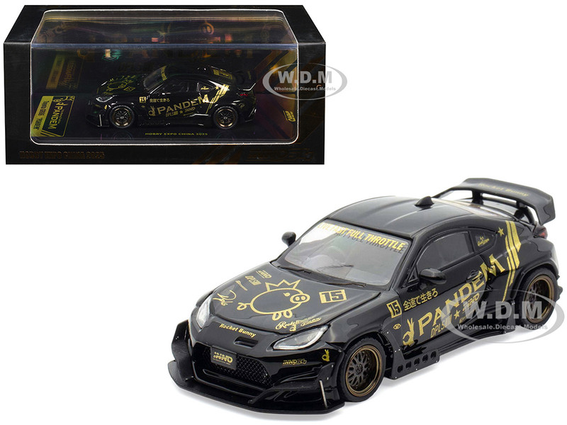 Toyota GR86 Pandem RHD Right Hand Drive Black with Gold Graphics Hobby Expo China 2025 Event Exclusive 1/64 Diecast Model Car Inno Models IN64-GR86P-HEC25