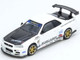 Nissan Skyline GT R R34 Top Secret RHD Right Hand Drive White with Carbon Hood 1/64 Diecast Model Car Inno Models IN64-R34TS-WHI