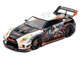 Nissan GT R R35 Widebody RHD Right Hand Drive Black and White with Graphics AORUS X INNO64 Limited Edition 1/64 Diecast Model Car Inno Models IN64-R35LB-AORUS