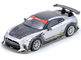 Nissan GT R R35 Top Secret RHD Right Hand Drive Silver Metallic with Carbon Hood and Top Tokyo Auto Salon Hong Kong 2025 Event Edition 1/64 Diecast Model Car Inno Models IN64-R35TS-TASHK25