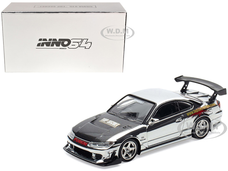 Nissan Top Secret Silvia S15 RHD Right Hand Drive Chrome with Carbon Hood Tokyo Auto Salon Kuala Lumpur 2025 Event Edition 1/64 Diecast Model Car Inno Models IN64-S15TS-TASKL25