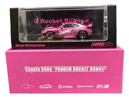 Toyota GR86 Pandem Rocket Bunny RHD Right Hand Drive Pink Metallic with Graphics APA XPO 2025 Event Exclusive 1/64 Diecast Model Car Inno Models IN64-GR86P-APA25